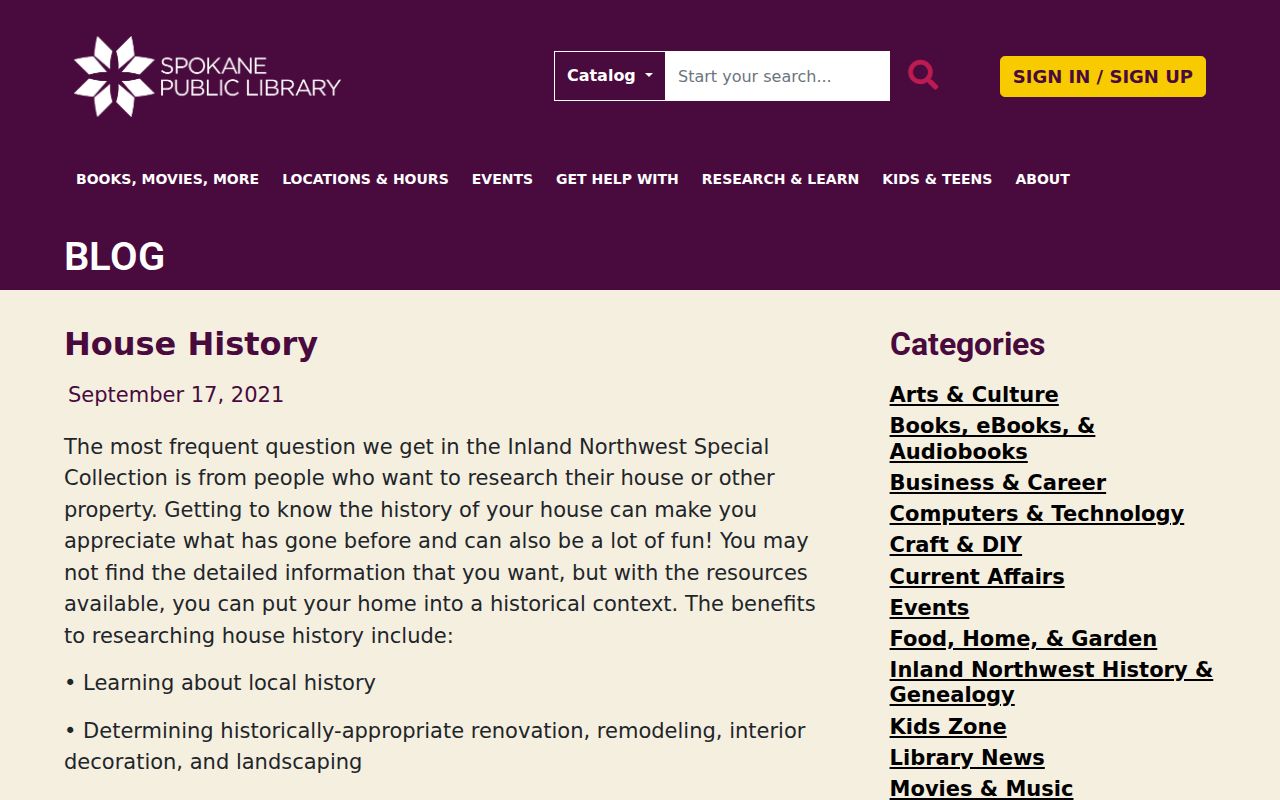 Spokane County residents directory house history research