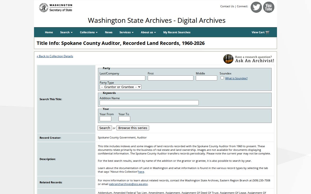 Spokane County previous residents land record search